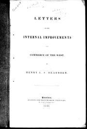 Cover of: Letters on the internal improvements and commerce of the west