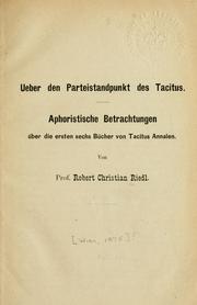 Cover of: Ueber den Parteistandpunkt des Tacitus by Robert Christian Riedl