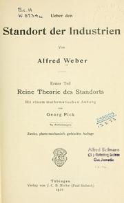 Cover of: Ueber den Standort der Industrien.