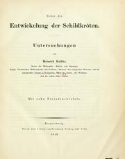Cover of: Ueber die Entwickelung der Schildkr ...
