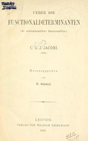 Cover of: Ueber die Functionaldeterminanten by Karl Gustav Jakob Jacobi