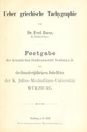 Cover of: Ueber griechische Tachygraphie.