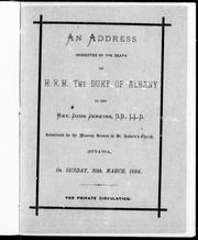 Cover of: An address suggested by the death of H.R.H. the Duke of Albany