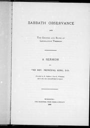 Sabbath observance and the ground and scope of legislation thereon by King, John M.