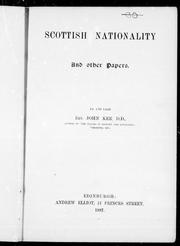 Cover of: Scottish nationality and other papers