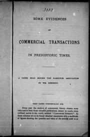 Cover of: Some evidences of commercial transactions in prehistoric times