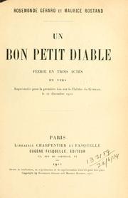 Cover of: Un bon petit diable by Rosemonde Gérard