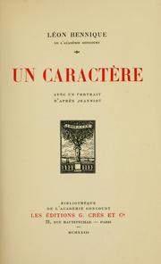 Cover of: caractère.: Avec un portrait d'après Jeanniot.