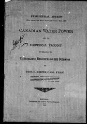 Cover of: Canadian water power and its electrical product in relation to underdeveloped resources of the Dominion