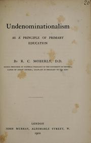 Cover of: Undenominationalism: as a principle of primary education