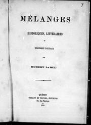 Cover of: Mélanges historiques, littéraires et d'économie politique by Hubert LaRue