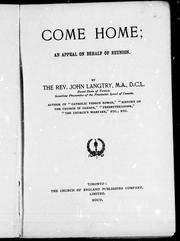 Cover of: Come home: an appeal on behalf of reunion