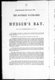 Cover of: The southern water-shed of Hudson's Bay