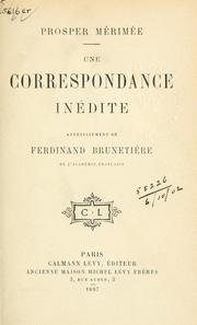 Cover of: Une correspondance inédite by Prosper Mérimée