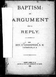 Cover of: Baptism : an argument and a reply