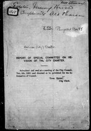 Cover of: Report of special committee on revision of the city charter
