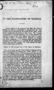 Cover of: To the rate-payers of Halifax