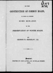 On the construction of common roads by George H. Henshaw