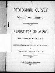 Cover of: Report for 1891 and 1892, on the Humbar Valley and central carboniferous area of the island