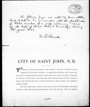 Cover of: City of Saint John, N.B.
