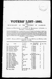 List of voters for the township of Goderich, county of Huron, for the year 1881 by Goderich (Ont. : Township)