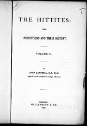 Cover of: The Hittites: their inscription and their history