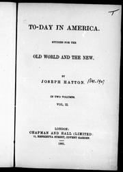 Cover of: To-day in America by by Joseph Hatton.