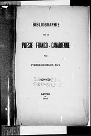 Cover of: Bibliographie de la poésie franco-canadienne