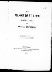 Le Manoir de Villerai by Leprohon Mrs.