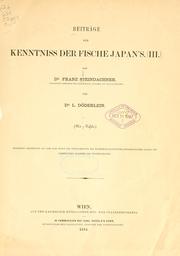 Cover of: Beiträge zur Kenntniss der Fische Japans. (III.) by Franz Steindachner