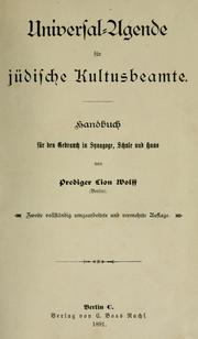 Cover of: Universal-Agende für jüdische Kultursbeamte by Lion Wolff