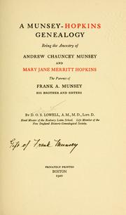 Cover of: A Munsey-Hopkins genealogy by D. O. S. Lowell