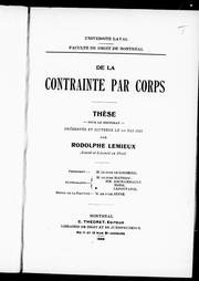 Cover of: De la contrainte par corps: thèse pour le doctorat présentée et soutenue le 1er mai 1896