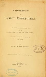 Cover of: A contribution to insect embryology. by William Morton Wheeler