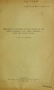 Cover of: mutual affinities of the species of the genus cambarus, and their dispersal over the United States.