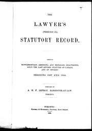 The lawyer's (periodical) statutory record by A. H. F. Lefroy