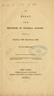 Cover of: An essay upon the principles of political economy