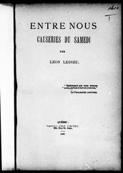 Cover of: Entre nous: causeries du samedi