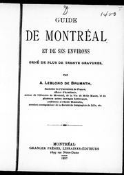 Cover of: Guide de Montréal et de ses environs