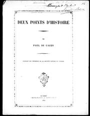 Cover of: Deux points d'histoire