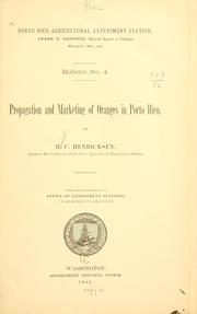 Cover of: Propagation and marketing of oranges in Porto Rico.