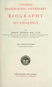 Cover of: Universal pronouncing dictionary of biography and mythology