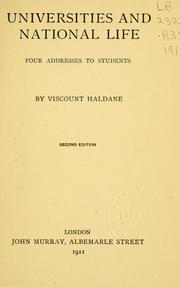 Cover of: Universities and national life: four addresses to students