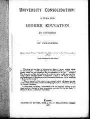 Cover of: University consolidation by by Canadensis.