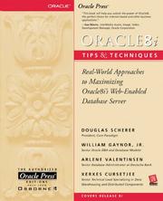 Cover of: Oracle8i Tips & Techniques by Douglas Scherer, William Gaynor, Arlene Valentinsen, Exerxes Cursetjee, Xerxes Cursetjee