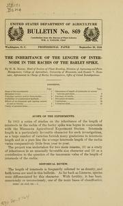 Cover of: inheritance of the length of internode in the rachis of the barley spike.