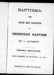 Cover of: Baptisma: the mode and subjects of Christian baptism