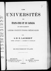 Cover of: Les universités des Etats-Unis et du Canada by Laurent, O.