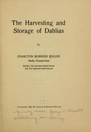 Cover of: The harvesting and storage of dahlias