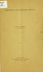 Cover of: Precedents for defining capital